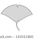 一幅簡潔現代的灰色銀杏葉插圖（單色）。 142031860