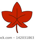 一幅色彩鮮豔、鮮紅的楓葉插圖。 142031863