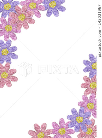 【豎幅花卉邊框】手工刺繡插畫素材 【豎幅花卉邊框】手工刺繡插畫素材 142031967