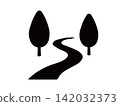 pictogram of an autumn path surrounded by trees 142032373