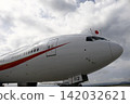 The Japanese flag displayed in the cockpit of the government's private jet. 142032621