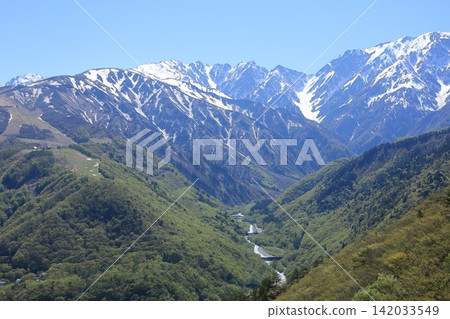 從長野縣白馬村的白馬山度假村可以欣賞到北阿爾卑斯山的景色。 142033549