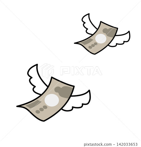 An image illustrating banknotes, yen, and money disappearing rapidly. An image illustrating banknotes, yen, and money disappearing rapidly. 142033653