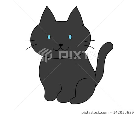 Sitting Black Cat Simple Sitting Black Cat Simple 142033689