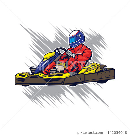 Go kart racer vector illustration, perfect for t shirt design 142034048