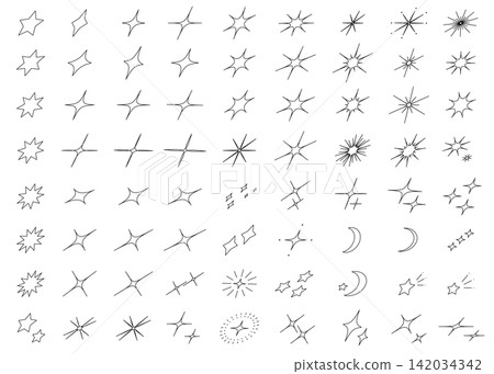 簡單的閃光插畫素材、背景插畫素材、線描 簡單的閃光插畫素材、背景插畫素材、線描 142034342