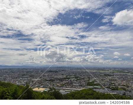 Summer blue sky and cityscape Summer blue sky and cityscape 142034586