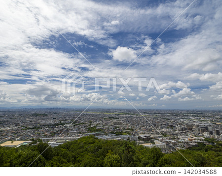 夏日的藍天與城市景觀 夏日的藍天與城市景觀 142034588