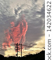 A rare cloud resembling a giant of fire appeared in the evening sky (Golem Fantasy Red-Purple Cloud) 142034622
