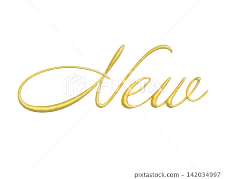 A luxurious gold cursive font "New" text (transparent PNG). A luxurious gold cursive font "New" text (transparent PNG). 142034997