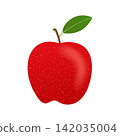 fresh red apple fruit vector illustration with green leaf isolated on white background 142035004