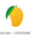 fresh ripe yellow mango fruit vector illustration with green leaf isolated on white background 142035006