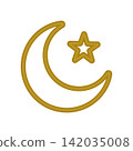 gold line art crescent moon and star vector icon for ramadan and eid mubarak decoration 142035008