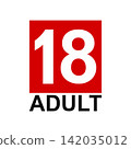 red square 18 adult content rating vector icon for game classification and media advisory sign 142035012