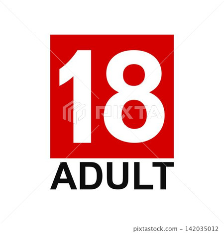 red square 18 adult content rating vector icon for game classification and media advisory sign red square 18 adult content rating vector icon for game classification and media advisory sign 142035012