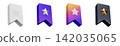 3D bookmark fav glossy star tag icons on white background 142035065