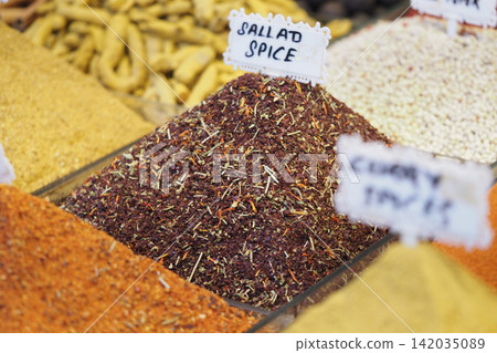 Spices on display in a market Spices on display in a market 142035089