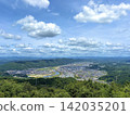 A panoramic view of the cityscape and rivers of Miyoshi City, Hiroshima Prefecture, from a hilltop. 142035201