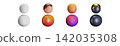 3D boy head and sphere glossy icons on white background 142035308