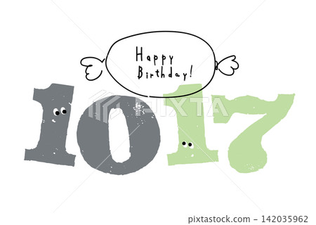 Number illustration, simple and cute date material, October 17th 142035962