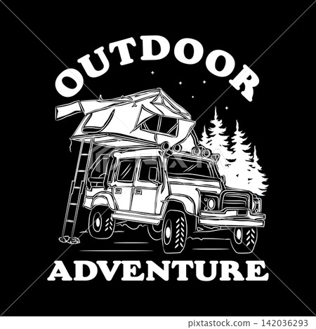 Off road Adventure vehicle vector illustration, perfect for t shirt design and event logo Off road Adventure vehicle vector illustration, perfect for t shirt design and event logo 142036293