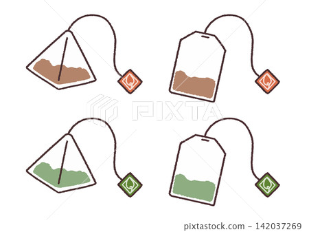 茶包簡圖:紅茶與綠茶 茶包簡圖:紅茶與綠茶 142037269