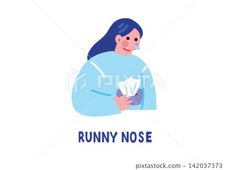 Illustrations depicting poor health: runny nose 142037373