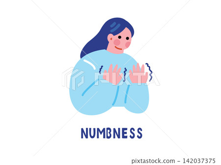 Illustration depicting poor health: numbness in the hands Illustration depicting poor health: numbness in the hands 142037375
