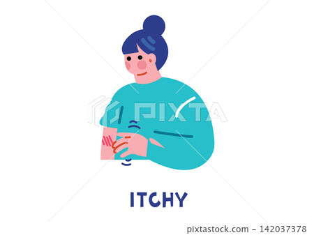 健康狀況不佳的圖示:搔癢 健康狀況不佳的圖示:搔癢 142037378