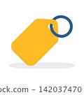 Bright yellow price tag flat icon for sale and discount 142037470