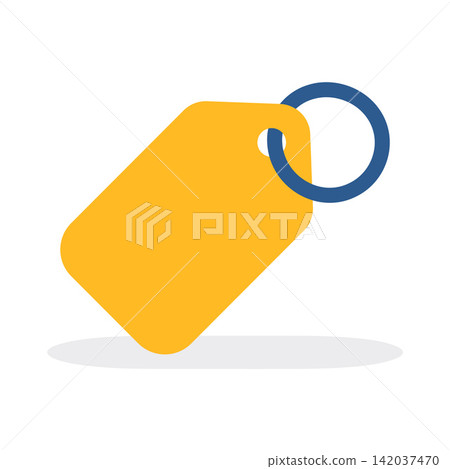 Bright yellow price tag flat icon for sale and discount Bright yellow price tag flat icon for sale and discount 142037470