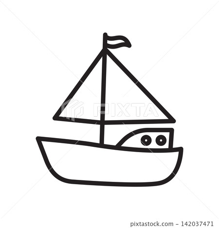 hand drawn sailboat icon black line vector illustration hand drawn sailboat icon black line vector illustration 142037471