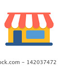 Small retail shopfront marketplace symbol isolated on white background 142037472