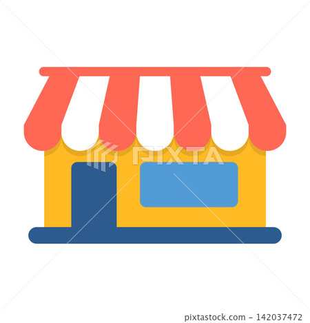 Small retail shopfront marketplace symbol isolated on white background Small retail shopfront marketplace symbol isolated on white background 142037472
