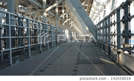 Truss structure extending inside the bridge Truss structure extending inside the bridge 142038016