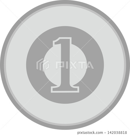 Illustration material of Japanese currency, coins, 1 yen coin 142038818