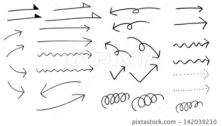 Hand-drawn style arrow set (black) Hand-drawn style arrow set (black) 142039210
