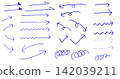 Hand-drawn style arrow set (blue) 142039211