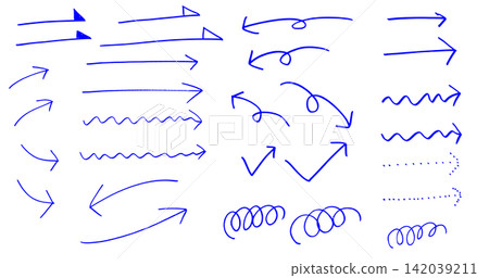 Hand-drawn style arrow set (blue) Hand-drawn style arrow set (blue) 142039211