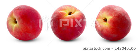 Isolated peaches collection. Whole juicy peach isolated set. 142040100