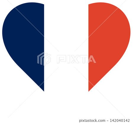 Flag of France isolated in heart shape, banner, logo. Flag of France isolated in heart shape, banner, logo. 142040142