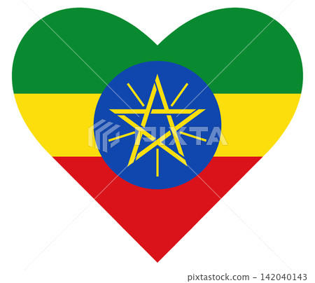 Flag of Ethiopia isolated in heart shape. Flag of Ethiopia isolated in heart shape. 142040143