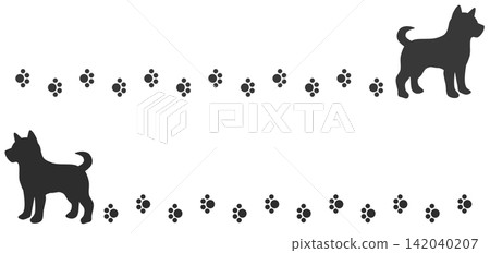 一幅可愛的插圖，描繪了一隻寵物狗外出散步時留下的爪印。 142040207