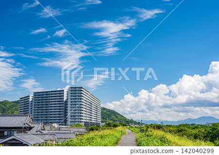 從淀川河堤岸眺望，大阪府高槻市 142040299