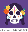 Colorful sugar skull with flowers 142040324