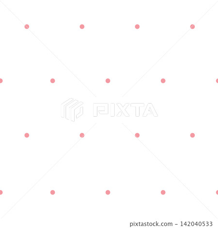 Seamless pink polka dot pattern on white background, sparse evenly spaced circles in a minimal vector style for fabric, wallpaper, wrapping paper, stationery, nursery textiles, modern surface designs Seamless pink polka dot pattern on white background, sparse evenly spaced circles in a minimal vector style for fabric, wallpaper, wrapping paper, stationery, nursery textiles, modern surface designs 142040533