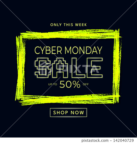 cyber monday square yellow composition banner vector illustration cyber monday square yellow composition banner vector illustration 142040729