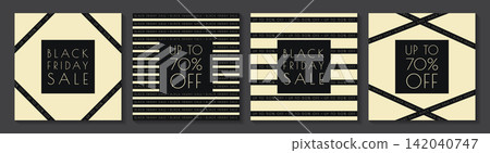 black friday sale square posters set with geometric stripes vector illustration black friday sale square posters set with geometric stripes vector illustration 142040747