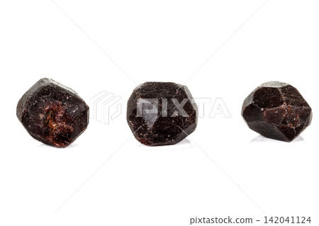 macro mineral stone Garnet, on a white background macro mineral stone Garnet, on a white background 142041124