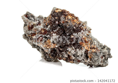 Macro stone mineral Sphalerite on a white background 142041172